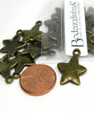 Little Puffed 3/4 inch Antique Bronze Metal Star Jewelry Charms with 1.5mm Hole for Bracelets, Necklaces, Earrings etc~Sold Individually