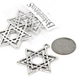 Big 1 1/4 inch Antiqued Silver Star of David Hexagram Jewish Pendant Charm with an Antique Finish of Overlay Triangles~Sold Individually