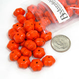 Synthetic Turquoise 12mm Round x 8mm Thick Corrugated Orange Halloween Pumpkin Stone Fall Beads with Internal Cracks~Sold Individually