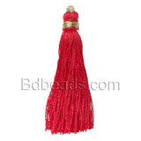Little 2 Inch Long Colorfast Imitation Silk Fabric Tassel Charms with Gold String Wrapped Copper Loop for Hanging~Sold Individually