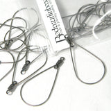 Stainless Steel 1 1/2 inch Silver Metal Teardrop Chandelier 21 Gauge Wire Beading Hoop Earring Findings with 2 Holes for Charms~Sold Individually