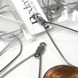 Stainless Steel 1 1/2 inch Silver Metal Teardrop Chandelier 21 Gauge Wire Beading Hoop Earring Findings with 2 Holes for Charms~Sold Individually