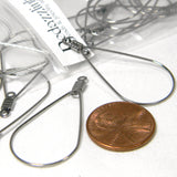 Stainless Steel 1 1/2 inch Silver Metal Teardrop Chandelier 21 Gauge Wire Beading Hoop Earring Findings with 2 Holes for Charms~Sold Individually