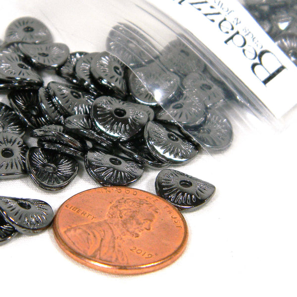 Wavy Textured 9mm x 8mm Curved Metal Rondelle Disc Spacer Jewelry Beads~Sold Individually