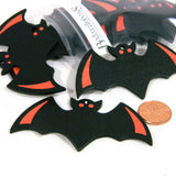 Big Matte Black & Orange 3 inch Wingspan Spooky Vampire Bat Wood Halloween Pendant Charms with a 2.5mm Hole~Sold Individually
