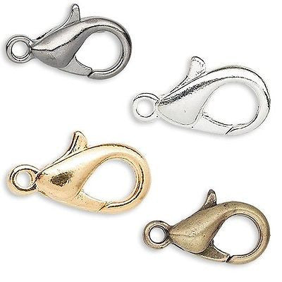 Little 12mm Lobster Claw Clasp Jewelry Findings W/ Loop Plated Pewter Metal~Sold Individually