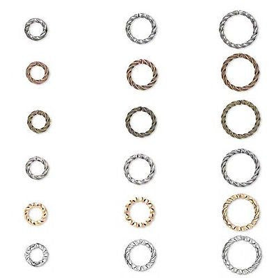 Plated Fancy Twisted Open 16 Gauge Round Ring Jumprings~Sold Individually