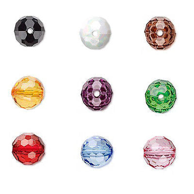 Plastic Acrylic Faceted Round Loose Beads in Many Sizes & Colors~Sold Individually