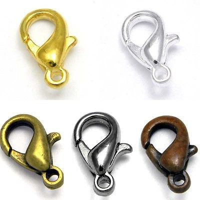 10mm Little Lobster Claw Clasps With Lever & Closed Loop Jewelry Findings Plated Over a Pewter Base Metal~Sold Individually