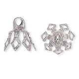 Bell Bead End Charm Caps with Loop & 7 Filigree Prong Legs Plated Brass Metal~Sold Individually