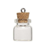 Little Clear Empty Glass Bottle Keepsake Jar Charm Pendant With Cork Lid & Loop~Sold Individually