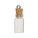 Little Clear Empty Glass Bottle Keepsake Jar Charm Pendant With Cork Lid & Loop~Sold Individually