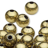 Antique Brass Finished Steel Metal Round Spacer Accent Beads 2.5mm, 3mm, 4mm, 6mm & 8mm~Sold Individually