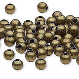 Antique Brass Finished Steel Metal Round Spacer Accent Beads 2.5mm, 3mm, 4mm, 6mm & 8mm~Sold Individually