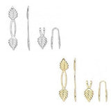 Leaf Shaped Fold Over Glue On Y Style Bails Plated Over Brass Metal in 29 or 39mm~Sold Individually