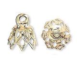 Bell Bead End Charm Caps with Loop & 7 Filigree Prong Legs Plated Brass Metal~Sold Individually