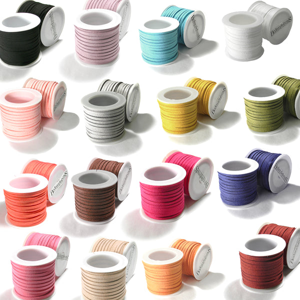 15 Foot Spool Faux Flat Suede Lace Cord 3mm Wide 20 Pound Test Imitation Leather~Sold Individually