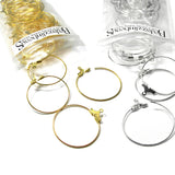 1 inch (25mm) Round Beading Hoop Chandelier Earring Finding Components with Middle Loop Plated Brass Metal~Sold Individually