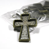 Big Antique Plated Cross Pendant Charm Finding with Embellishing Bezel Cup Setting~Sold Individually