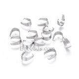 Small 304 Grade Stainless Surgical Steel 7mm x 3mm Silver Ice Pick Pendant Charm Pinch Bail Jewelry Findings~Sold Individually