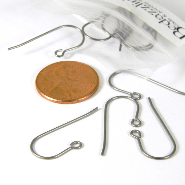 Matte Silver Hypoallergenic Nickel Free Titanium French Fish Hook Earring Findings with Open Loop Ring~Sold Individually