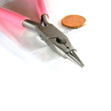 Pink Carbon Steel 3 in 1 Needle Round Nose, Wire Cutter & Crimping Jewelry Pliers with Spring Loaded Return~Sold Individually