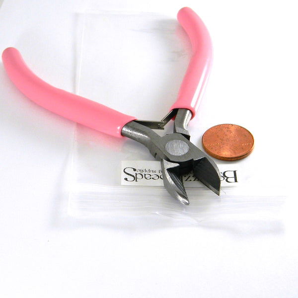 Pink & Carbon Steel Metal Side Cutters Spring Loaded Return Action Jewelers Cutting Pliers Tool~Sold Individually