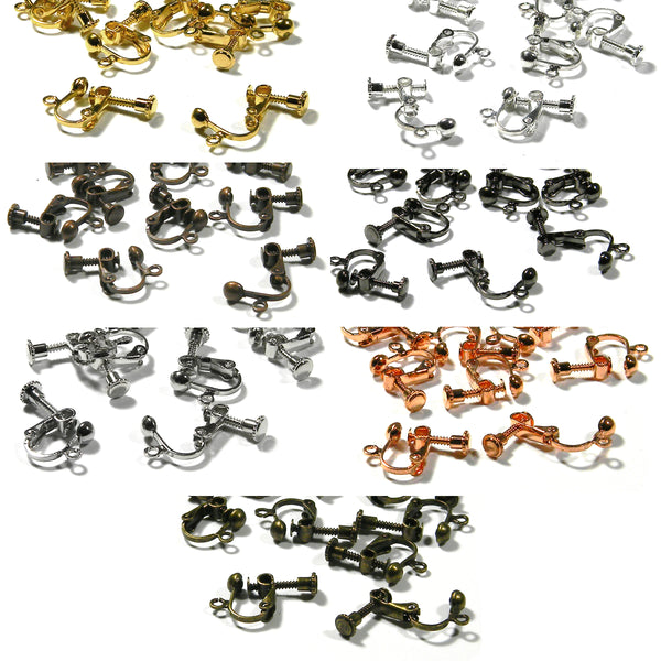 Plated Brass Metal Clip On Adjustable Screw Back 4.5mm Ball & Open Loop Fake Earring Findings~Sold Individually
