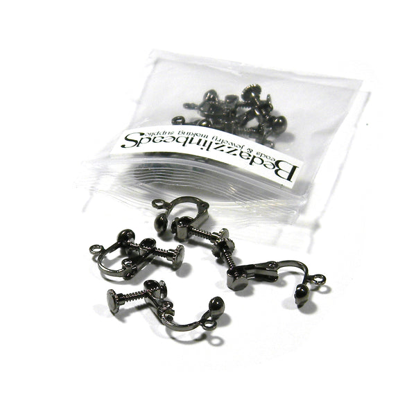 Plated Brass Metal Clip On Adjustable Screw Back 4.5mm Ball & Open Loop Fake Earring Findings~Sold Individually