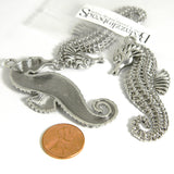 Big 2 1/2 inch Antique Silver Seahorse Ocean Fish Pendant Charms with a Textured Pewter Base Metal~Sold Individually