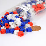 Red, White & Blue Patriotic Themed USA 10mm (3/8 inch) Star Shaped Plastic Acrylic Pony Beads with a Big 4mm Hole for July 4th Jewelry~300 Pieces